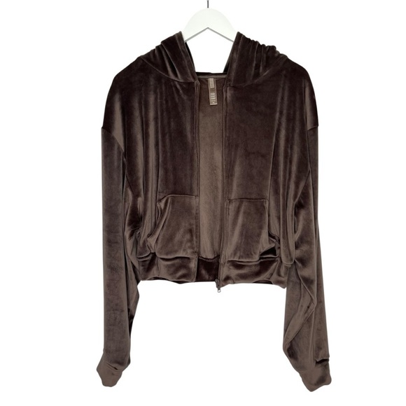 SKIMS Velour Set Amethyst Cropped Hoodie and High Waist Jogger Set 2XL - Picture 9 of 16